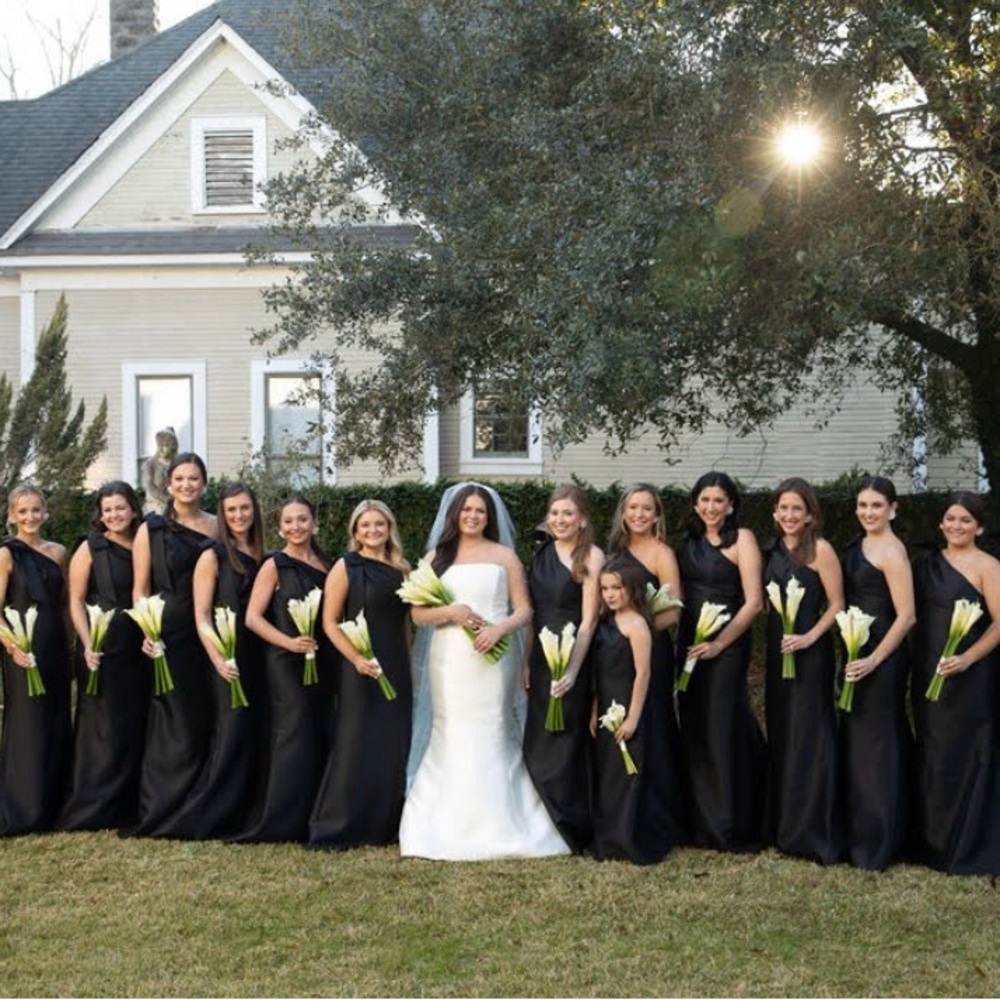 ALFRED SUNG Black One-Shoulder Maxi Evening Gown - Picture 9 of 9
